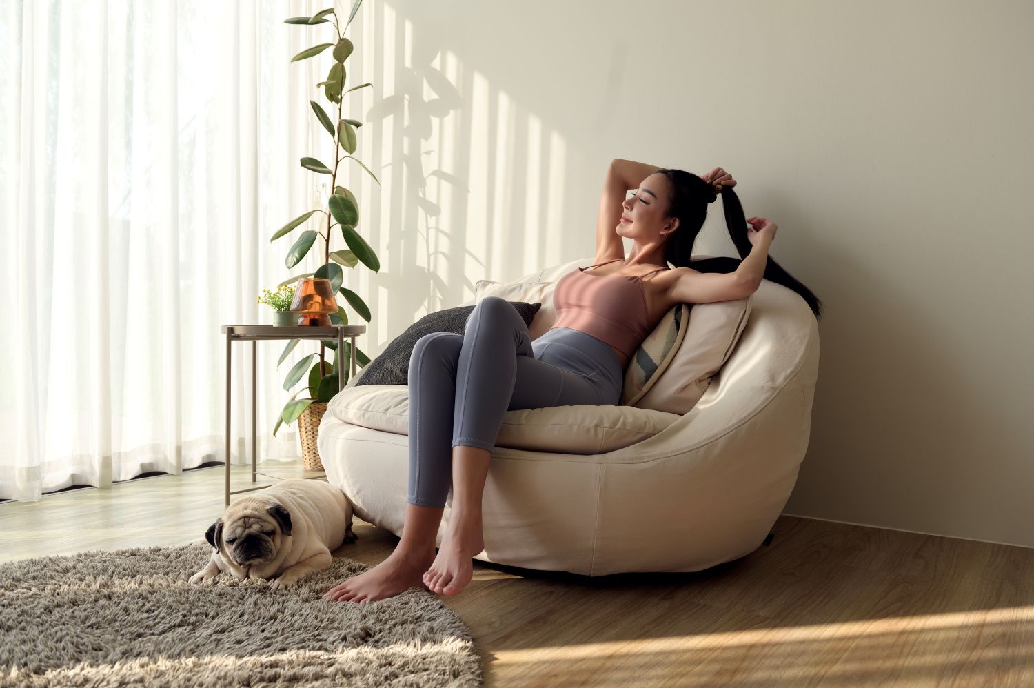 woman relaxing in chair